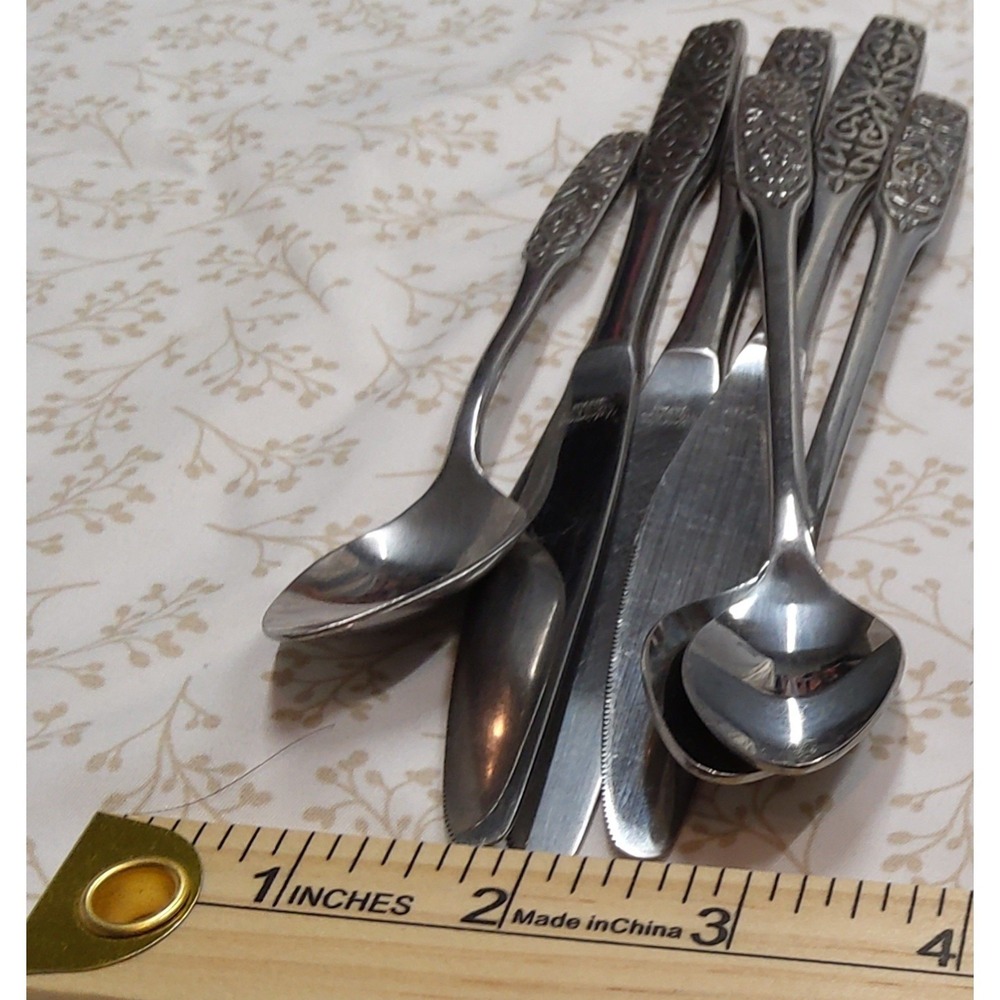 VINTAGE National Silver VALINDA Stainless Silverware 3 Knives/1 Spoon/1 Teaspoon - Picture 5 of 6